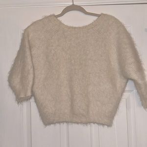 BA&SH Barmy Twist Back Lady Pullover Angora Blend Sweater White Med/6